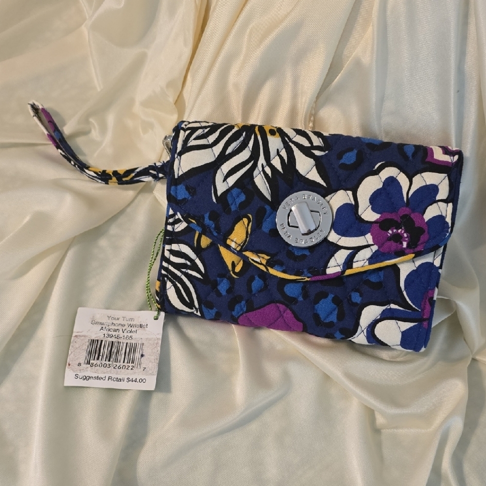 Vera Bradley Blue and Purple Clutch with Artistic Patterns